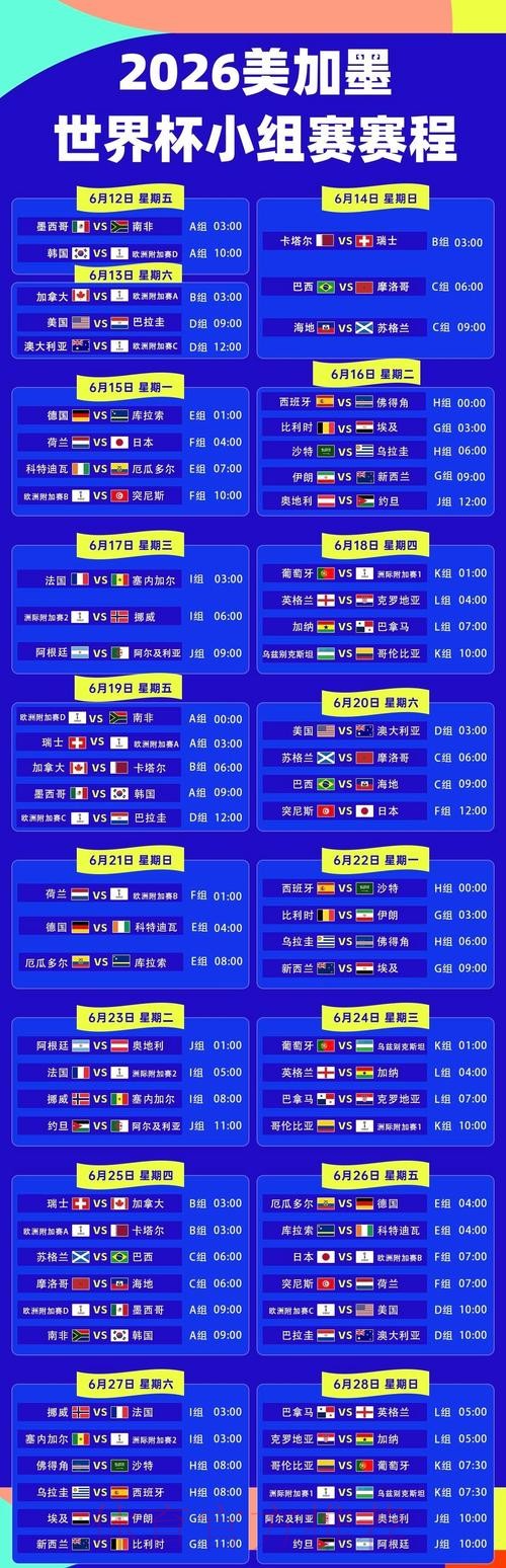 2026美加墨世界杯小组赛赛程怎么查